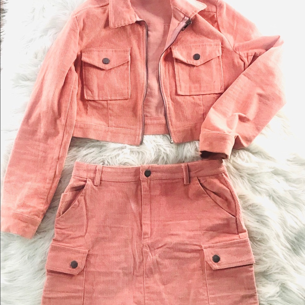 2pc corduroy skirt set